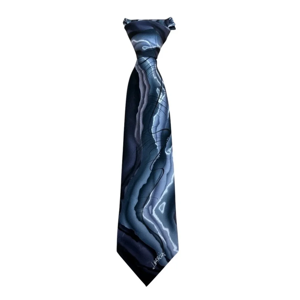 J. Garcia Liquid Torso Silk Tie Watercolor Collection Artist Proof No. 9 Blue